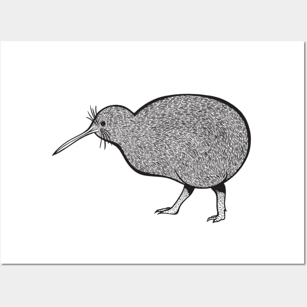 Kiwi Bird Ink Art Drawing Wall Art by Green Paladin